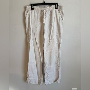 Ci Sono Cream Linen Blend Pull On Straight Leg Pants Womens XL Casual